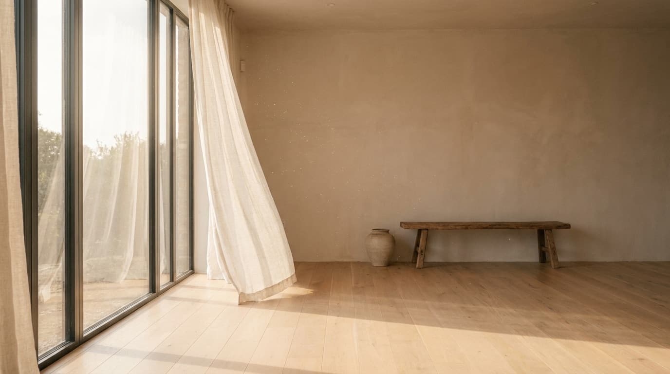 Warm interior light through a patio door onto a Toronto living room